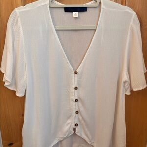 White Button-Front Blouse